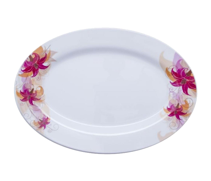 Royalford RF6383 9.5-inch Thai Carnation Oval Plate - White - Zoom Image