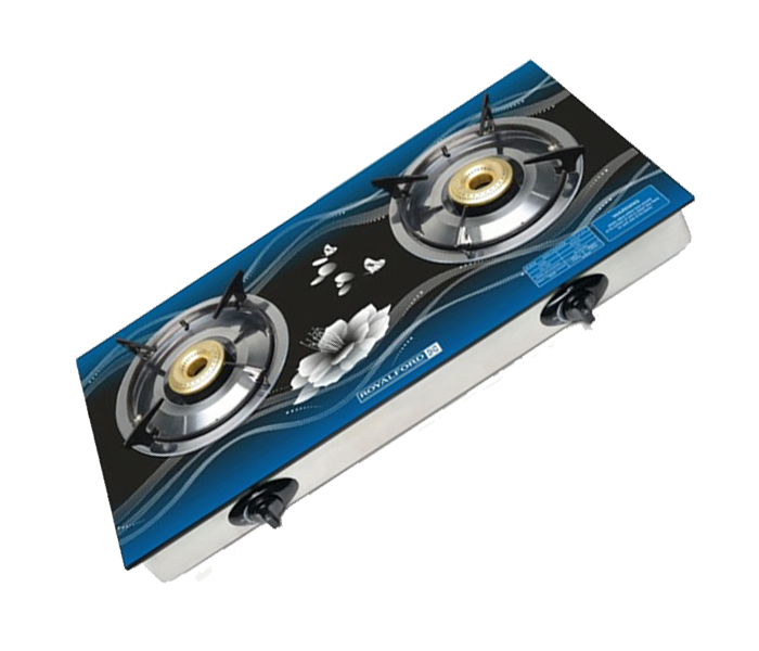 Royalford RF8737 Glass Top Double Gas Burner - Blue - Zoom Image 2