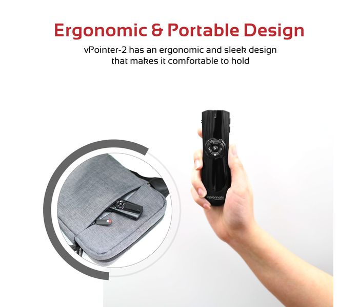 Promate Vpointer-2 2.4GHz Professional Wireless Presenter with Laser Pointer, Black - Zoom Image 5