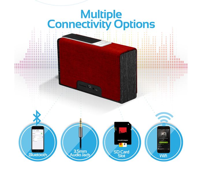 Promate Streambox-Xl Portable Fabric Wireless Speaker with Internet Radio - Red - Zoom Image 6