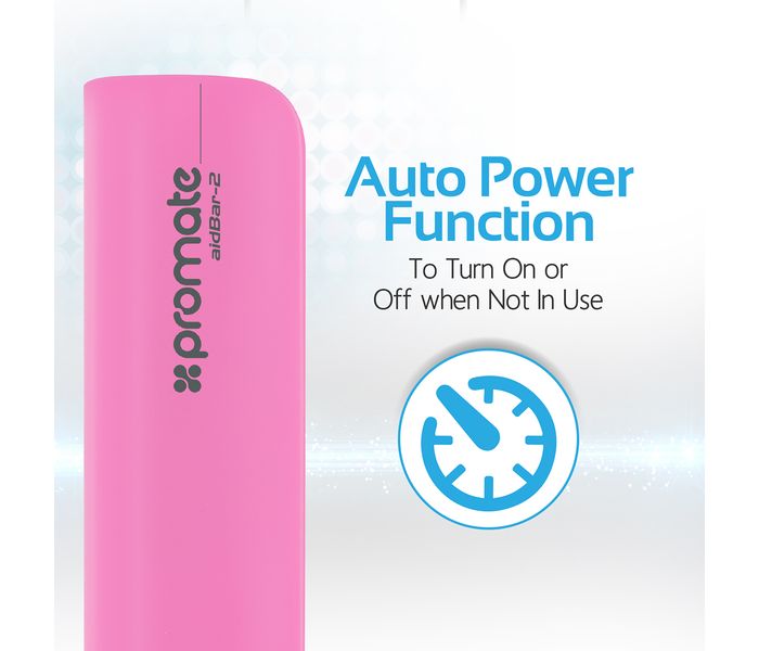 Promate Aid Bar-2 2500 mAh Ultra Compact Universal Power Bank, Pink - Zoom Image 3