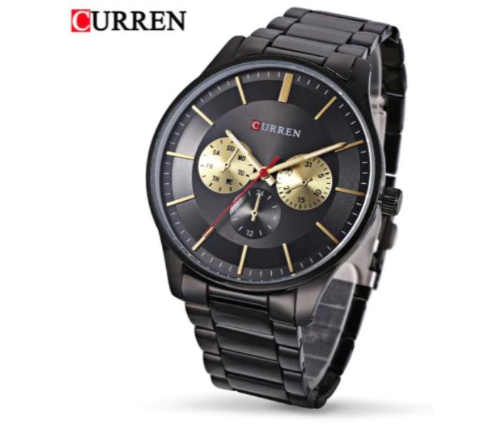 Curren 8282 Analog Quartz Watch For Men Black and Gold - Zoom Image 1