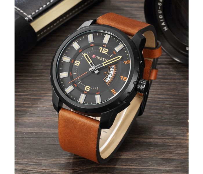 Curren 8245 Casual Quartz Watch For Men Brown and Black - Zoom Image 1