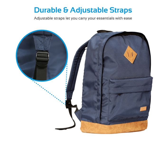 Promate Drake-2 15.6 inch Retro Styled Laptop Backpack with Multiple Zippers, Blue - Zoom Image 3