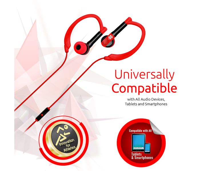 Promate Gaudy Universal Vibrant In Ear Sweatproof Gear Buds Headphones with Noise Cancelling, Red - Zoom Image 4