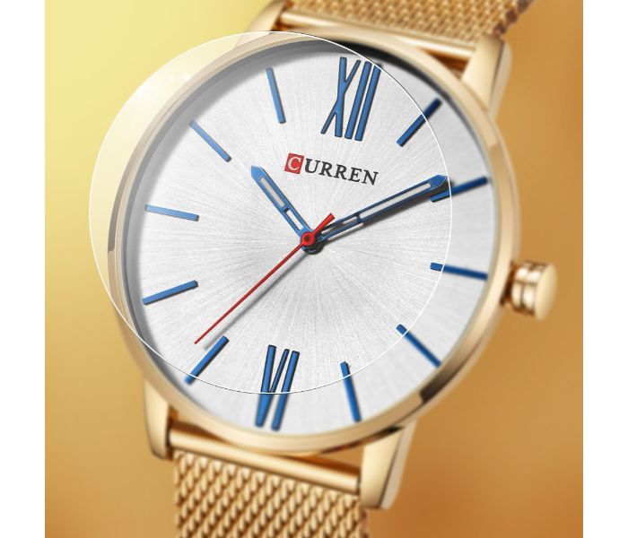 Curren 8238 Ultra Thin Dial Quartz Watch For Men Gold and White - Zoom Image 2