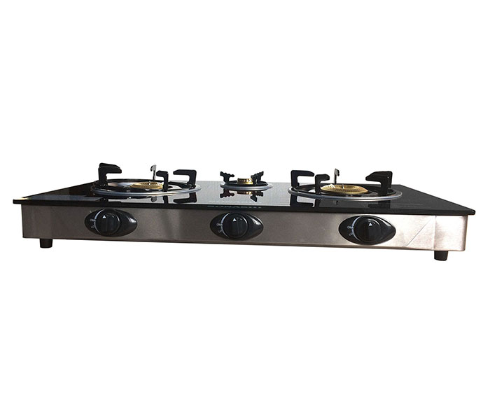 Sonashi SGB-320GFFD Three Burner Gas Stove with Full Safety Glass & Floral - Black - Zoom Image 3