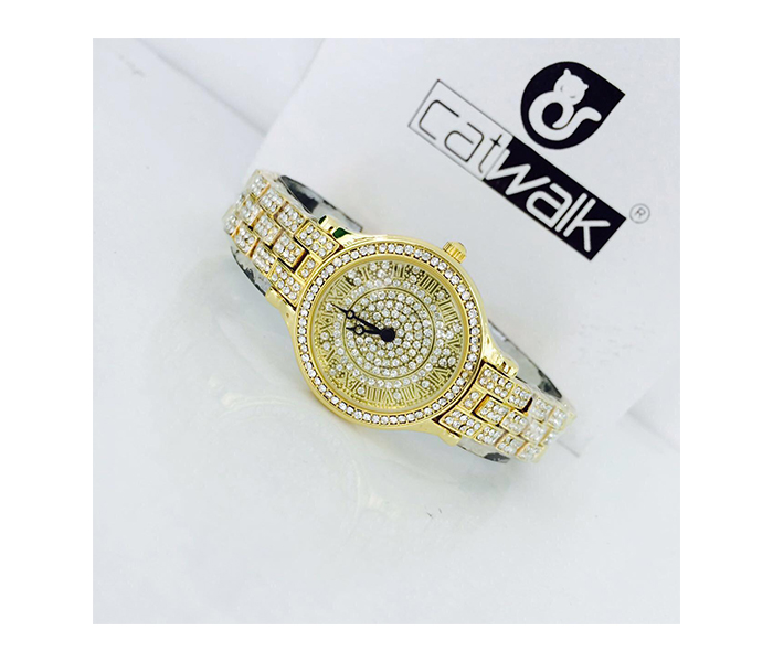 Catwalk CW-421 Genuine Quality Fashionable Cz Watch for Women - Gold - Zoom Image