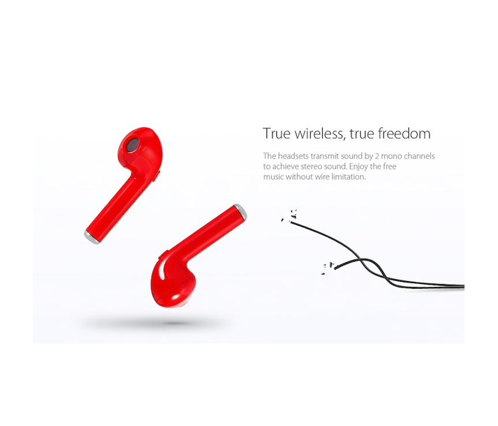 Sup i7S Wireless Bluetooth In-Ear Earphones Invisible In-Ear Stereo Music Earbuds - Red - Zoom Image 3