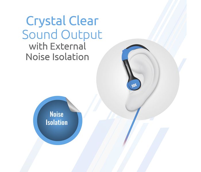 Promate Natty Universal Sporty Over the Ear Gear Buds Headphone with Noise Cancelling, Blue - Zoom Image 1