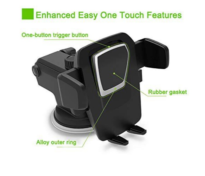 Easy One Touch Car & Desk Mount Strong Adhesive Universal Phone Holder for Smartphones Under 6.5 Inches CM43 Black - Zoom Image 4