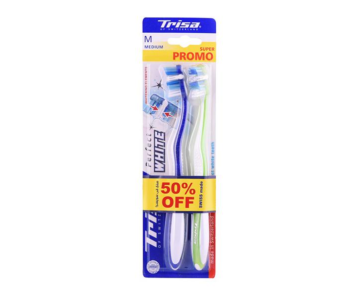 Trisa Perfect and Comfort White Medium Toothbrush - 1+1 Pack - Zoom Image