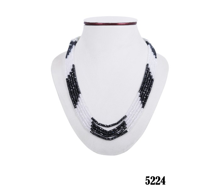 Netra Pearl 5224 Real Zed Stone Necklace White and Black - Zoom Image