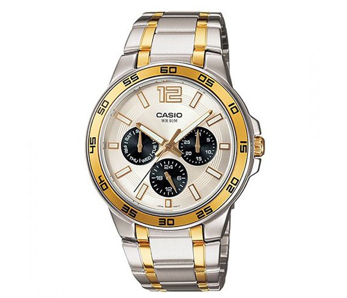 Casio MTP-1300SG-7ADGF Mens Analog Watch Silver and Gold - Zoom Image