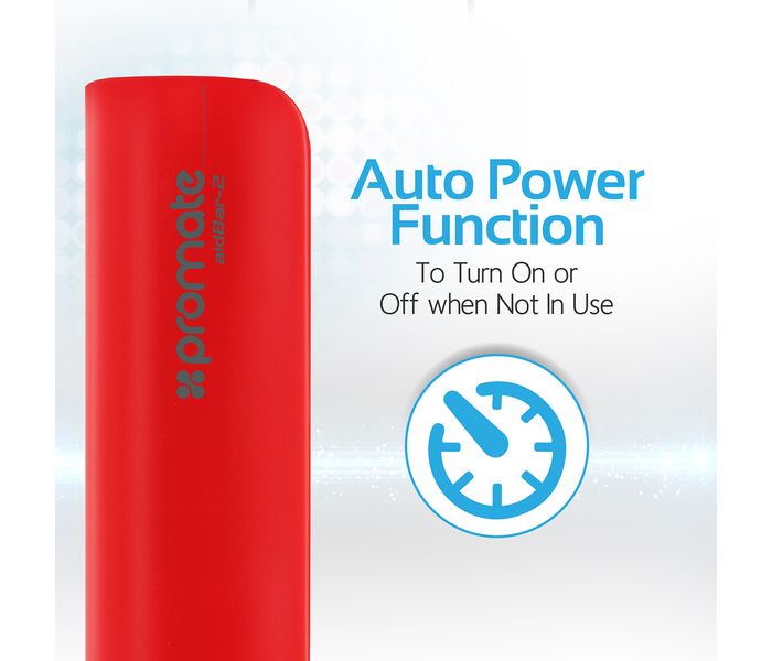 Promate Aid Bar-2 2500 mAh Ultra Compact Universal Power Bank, Red - Zoom Image 3