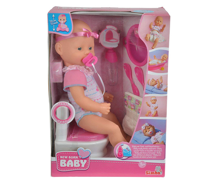 Simba 5032483 38 CM New Born Baby with Flushing Potty Set - Pink - Zoom Image 3