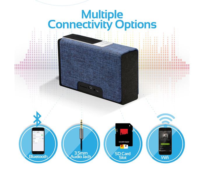 Promate Streambox-Xl Portable Fabric Wireless Speaker with Internet Radio - Blue - Zoom Image 6