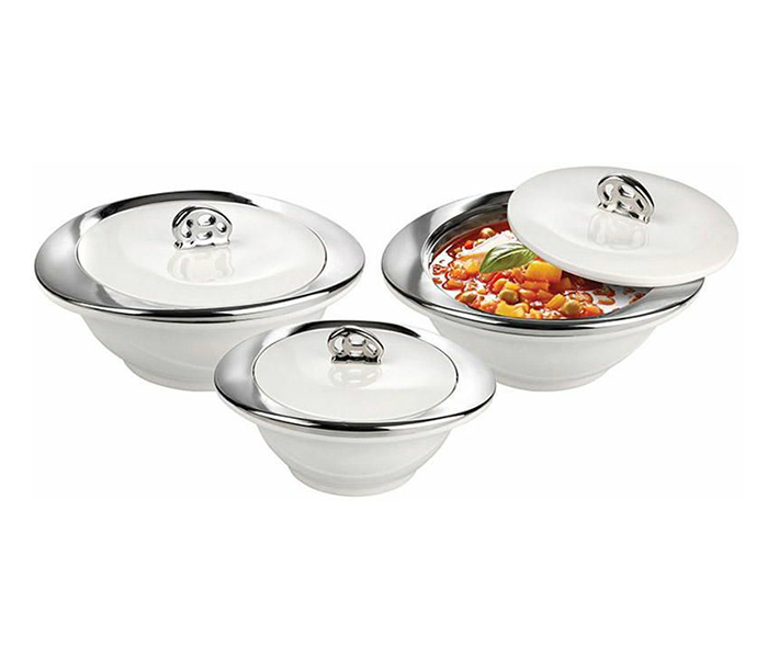 Royalford RF7475 1, 2 & 3 Litre Oriental Casserole Set - 3 Pieces, Off White - Zoom Image