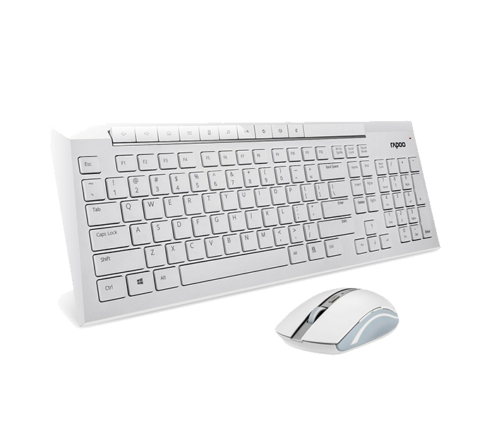 Rapoo 8200P Combo Wireless Optical Mouse & Keyboard - English, White - Zoom Image 1