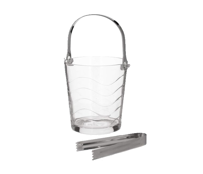 Cok CE-116-001 Onda Wave Glass Ice Bucket with Table Folding Handle & Serving Tong - Zoom Image