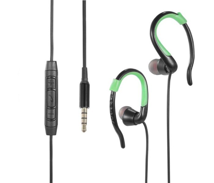 Riversong Music Earphones Sports Hook Deep Base with Music Control Green and Black - Zoom Image 4