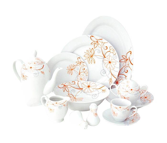 Royalford RF4840 Porcelain Ware Dinner Set - White, 49 Pieces - Zoom Image