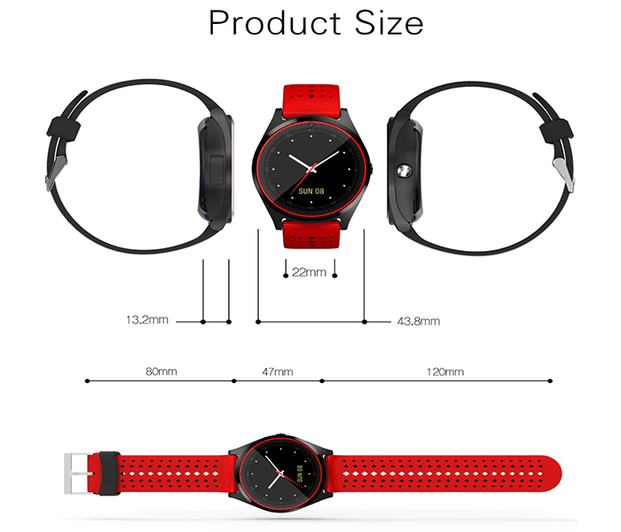 Flli V9 Bluetooth 4.0 Waterproof Android Smart Watch - Red - Zoom Image 4