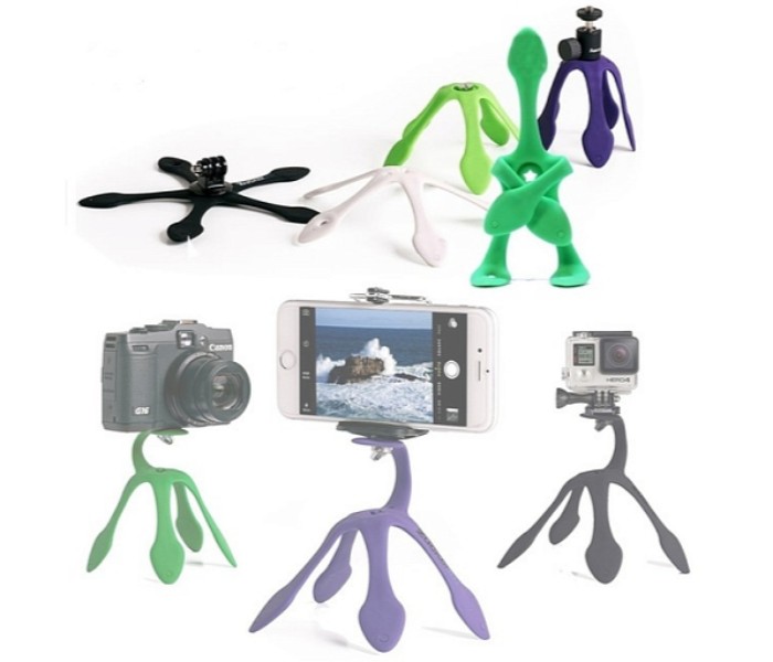 Zeo Universal Mini Gekko Flexible Tripod Stand Mobile and Camera Holder Multicolor - Zoom Image 5