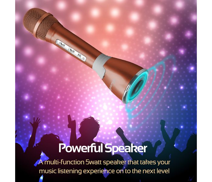 Promate VocaMic-2 Wireless MicroPhone karaoke Machine with Bluetooth Speaker, RoseGold - Zoom Image 5