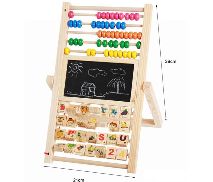 Taqdeer 204-012 Multi-purpose Drawing Board, Wooden Abacus Toy Frame Multicolor - Zoom Image 1