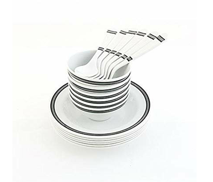 Royalford RF6723 27 Pieces Melamine Ware Dinner Set - White & Grey - Zoom Image 3