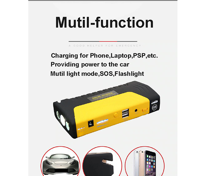 High Power Multi-Functional Car Jump Starter - Yellow - Zoom Image 3