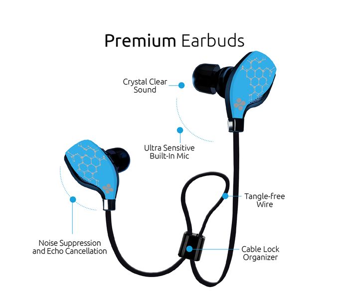 Promate Lite-2 Bluetooth Sports Headphones Stereo Earphones with Mic, Blue - Zoom Image 2