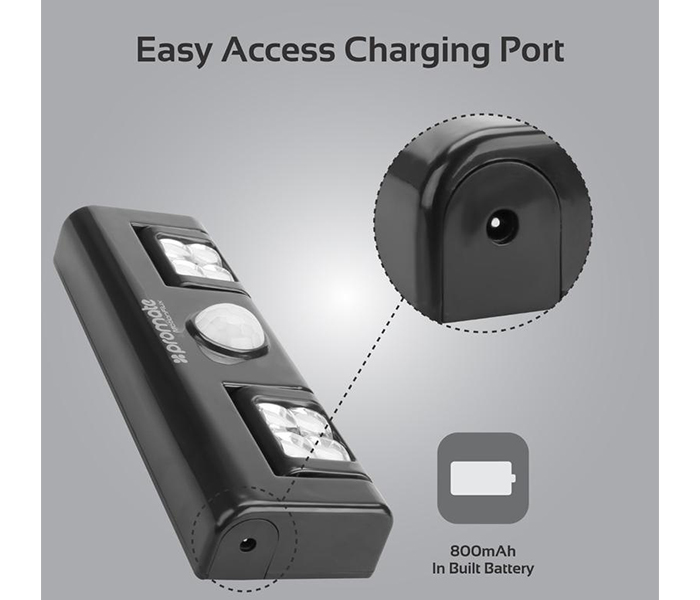 Promate MOTIONFLUX Indoor Motion-Activated LED Lights with Rechargeable Battery - Black - Zoom Image 1