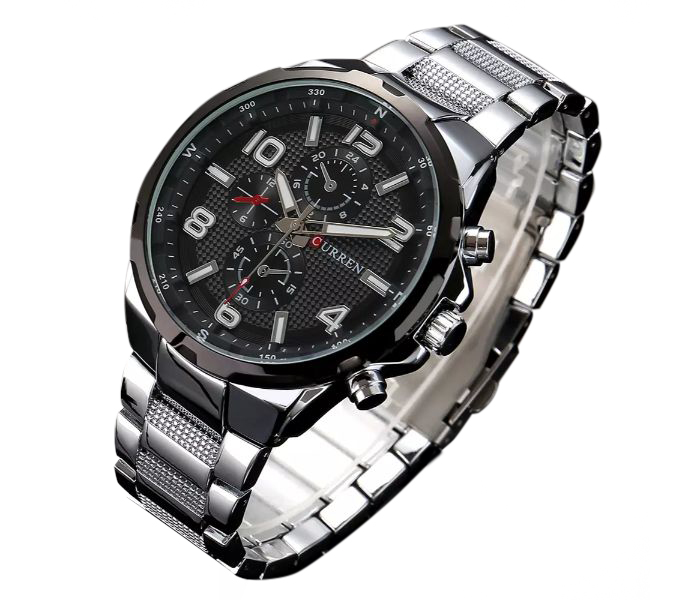 Curren 8276 Fashion Quartz Watch For Men Silver And Black - Zoom Image 1