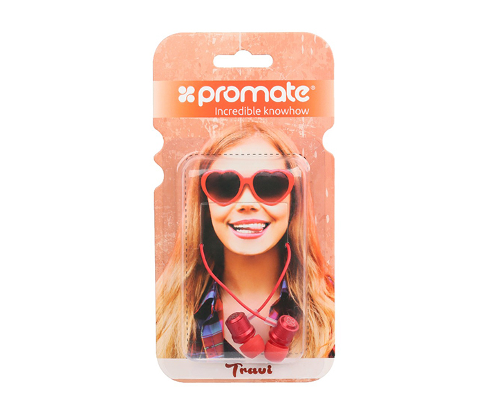 Promate Travi Dynamic In-Ear Stereo Earphones with In-Line Microphone - Red - Zoom Image 5