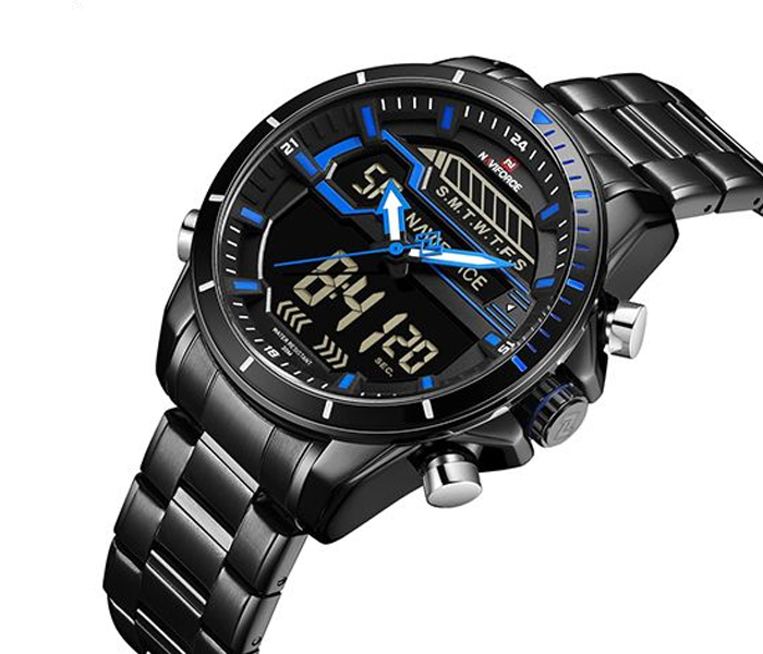 Naviforce 9133 Men Analog-Digital Stainless Steel Starp Watch - Blue - Zoom Image 1