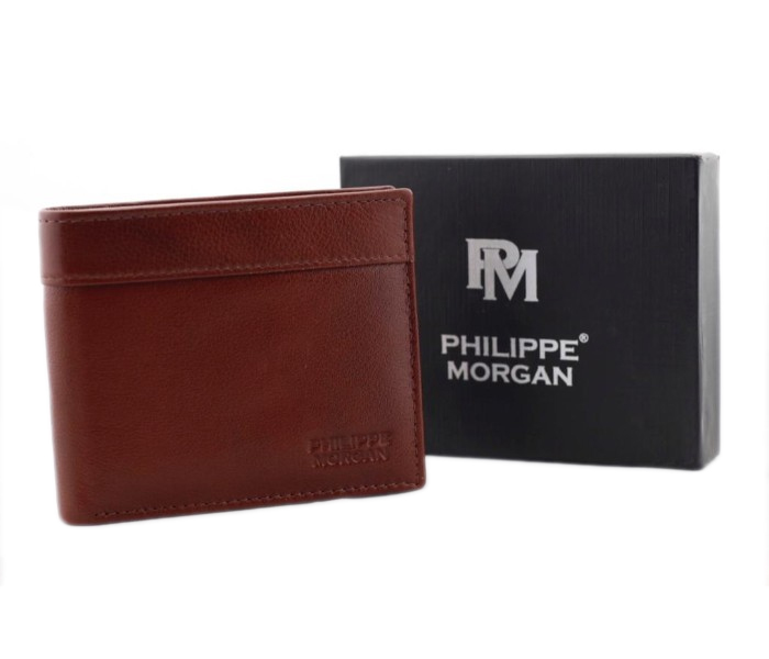 Philippe Morgan PM022 Men Leather Bifold Wallet Brown - Zoom Image