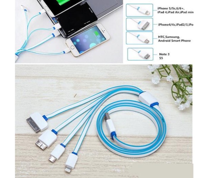 Universal 4 In 1 Multicharger USB Cable and EU Head Adapter for All mobiles MCH41 Multicolor - Zoom Image 3