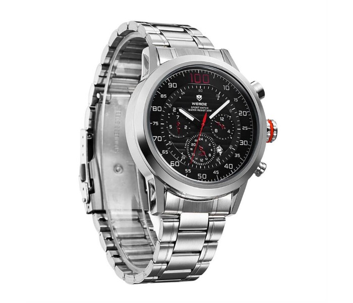 Weide WH 3311MB Mens Analog and Complete Calendar Watch Silver and Red - Zoom Image 2