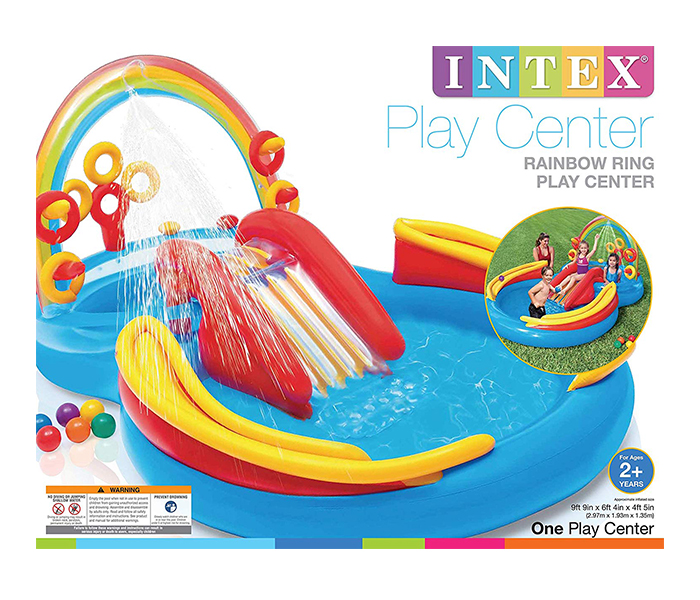 Intex ZX-57453 297 x 193 x 135CM Inflatable Kids Rainbow Ring Water Play Centre - Zoom Image 1