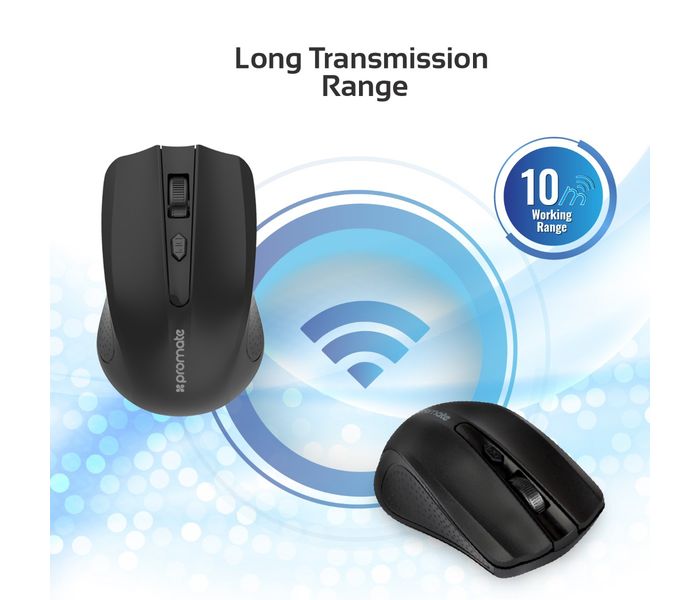 Promate Clix-8 2.4GHz Wireless Ergonomic Optical Mouse, Black - Zoom Image 4