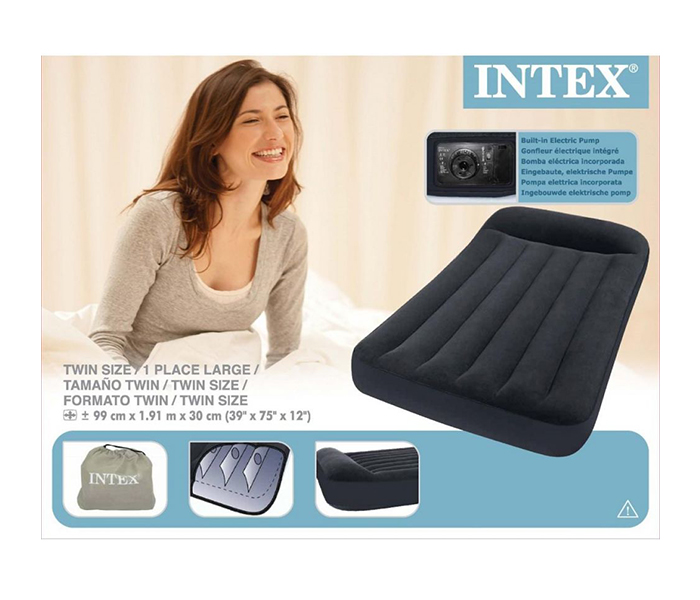 Intex ZX-66779 Inflatable Twin Size Pillow Rest Classic Airbed with Electric Pump - Black - Zoom Image 3