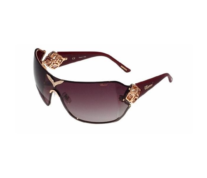 Chopard SCH999S 08FC Rectangle Copper Gold Frame & Brown Gradient Mirrored Sunglasses for Women - Zoom Image