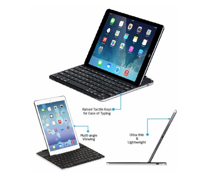 Promate keyCover-Air Sleek Bluetooth Keyboard with Docking Stand for iPad Air – English/Arabic - Zoom Image 2