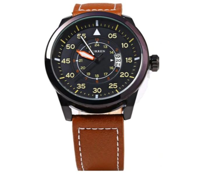 Curren 8210 Casual Analog Quartz Watch For Men Black And Brown - Zoom Image 2