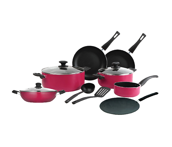 Homeway HW-2602 Cookware 12 Pieces Non Stick Cookware Set - Red - Zoom Image