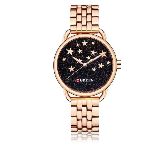 Curren 9013 Designed Quartz Watches For Women Rose Gold And Black - Zoom Image