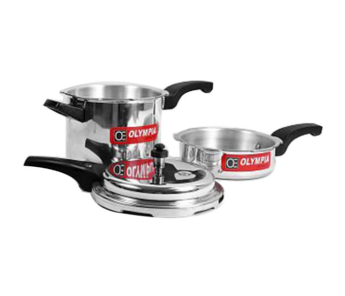 Olympia OE-155 5 Liter Aluminium Pressure Cooker & 2.5 Liter Aluminium Pressure Pan 2 in 1 Combo Set - Zoom Image 1