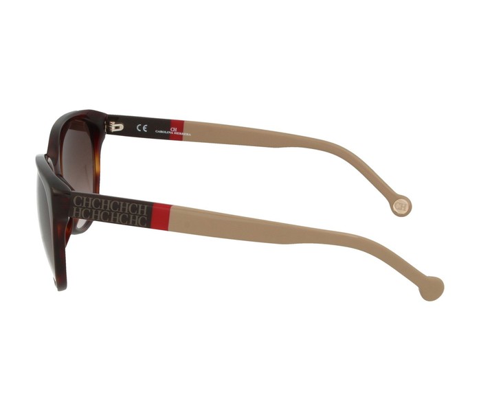 Carolina Herrera SHE572 04AP Oval Yellow & Brown Havana Frame and Brown Mirrored Sunglasses for Women - Zoom Image 2